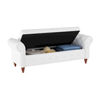 Banc d'entrée moderne de 63 po, banc de lit, banc de rangement avec accoudoirs roulés