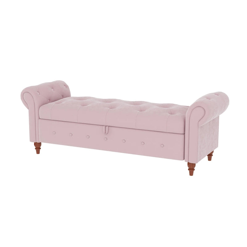 Banc d'entrée moderne de 63 po, banc de lit, banc de rangement avec accoudoirs roulés