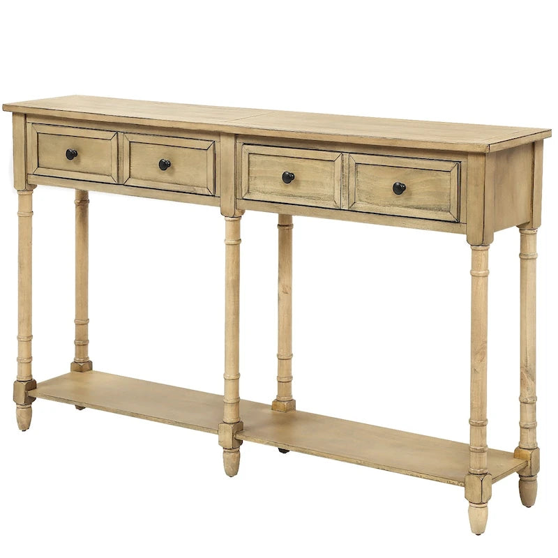 Console Table Table d'appoint Montage facile avec deux tiroirs de rangement et étagère inférieure pour le salon, l'entrée