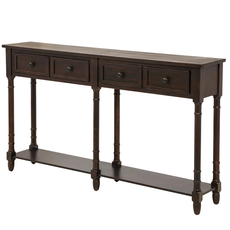 Console Table Table d'appoint Montage facile avec deux tiroirs de rangement et étagère inférieure pour le salon, l'entrée