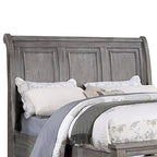 Lit demi-king size, tête de lit traîneau, 2 tiroirs de rangement, bois gris chêne