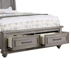 Lit demi-king size, tête de lit traîneau, 2 tiroirs de rangement, bois gris chêne