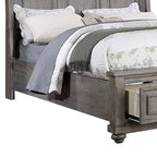 Lit demi-king size, tête de lit traîneau, 2 tiroirs de rangement, bois gris chêne