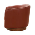 Fauteuil pivotant Tito en cuir pleine fleur avec base en bois par