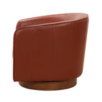 Fauteuil pivotant Tito en cuir pleine fleur avec base en bois par