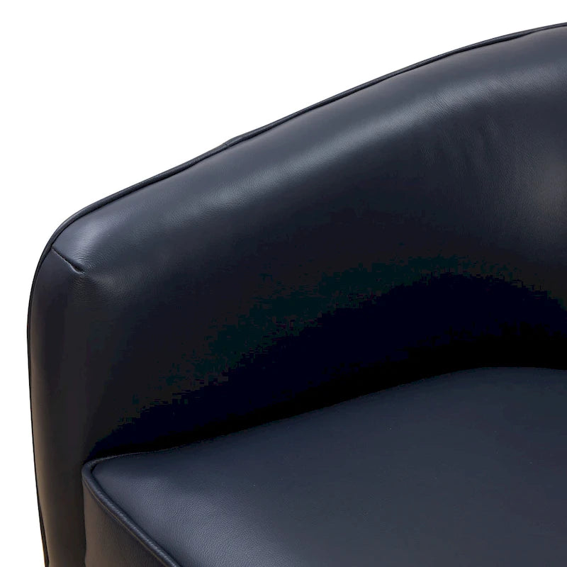 Fauteuil pivotant Tito en cuir pleine fleur avec base en bois par