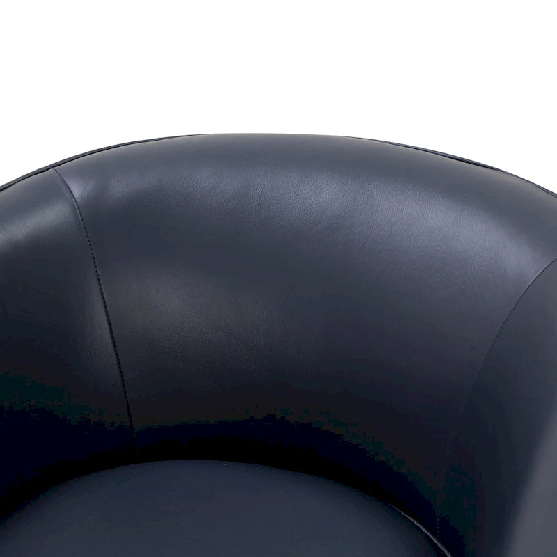 Fauteuil pivotant Tito en cuir pleine fleur avec base en bois par