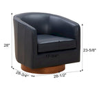 Fauteuil pivotant Tito en cuir pleine fleur avec base en bois par