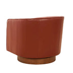 Fauteuil pivotant Tito en cuir pleine fleur avec base en bois par