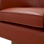 Fauteuil pivotant Tito en cuir pleine fleur avec base en bois par