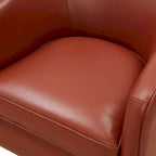 Fauteuil pivotant Tito en cuir pleine fleur avec base en bois par
