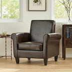 Fauteuil club Freemont en cuir reconstitué marron par