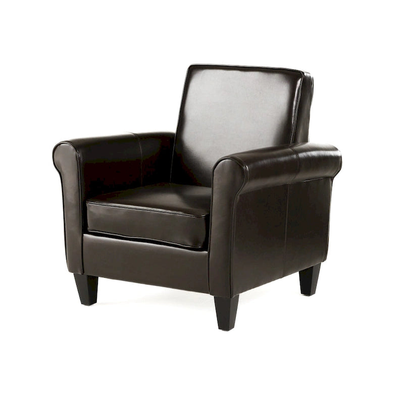 Fauteuil club Freemont en cuir reconstitué marron par