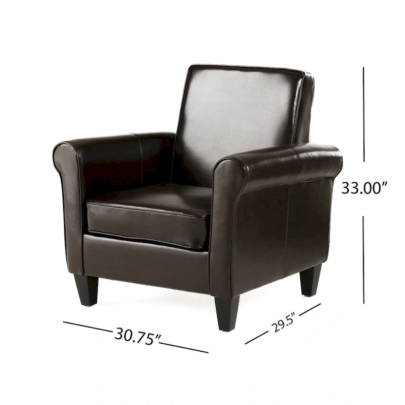 Fauteuil club Freemont en cuir reconstitué marron par