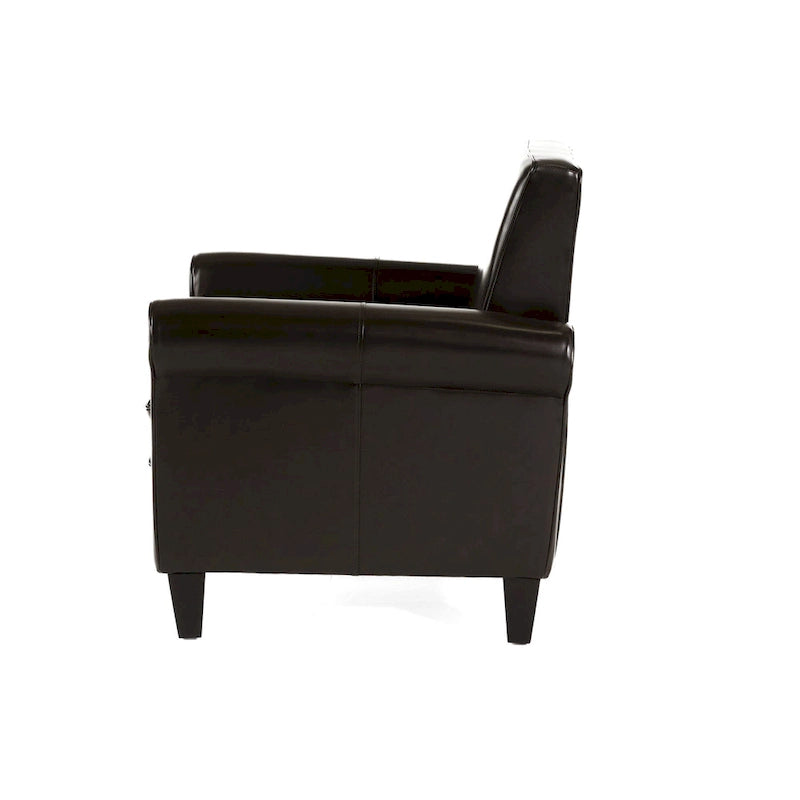 Fauteuil club Freemont en cuir reconstitué marron par
