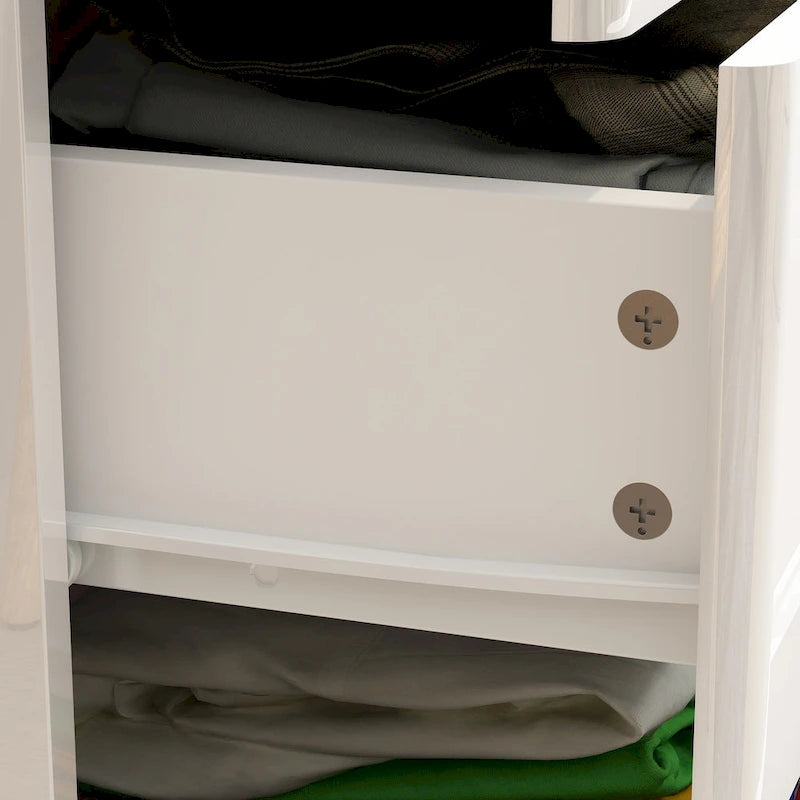 Commode à 5 tiroirs avec tiroirs brillants et éclairage de rangement