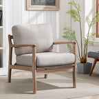 Fauteuil d'appoint Mid-century moderne avec cadre en bois massif et coussins amovibles