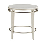 Table d'appoint ronde Egan avec plateau en marbre et finition argentée par