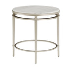 Table d'appoint ronde Egan avec plateau en marbre et finition argentée par
