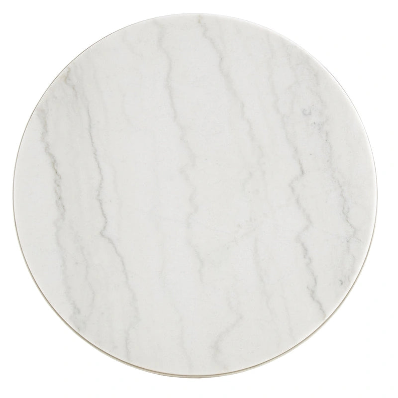 Table d'appoint ronde Egan avec plateau en marbre et finition argentée par