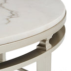 Table d'appoint ronde Egan avec plateau en marbre et finition argentée par