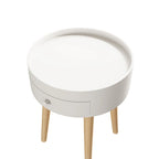 Table de Chevet avec Tiroir Rond, Table d'Appoint, Table Basse pour Canapé, Meuble de Salon, Chambre, Petit Espace