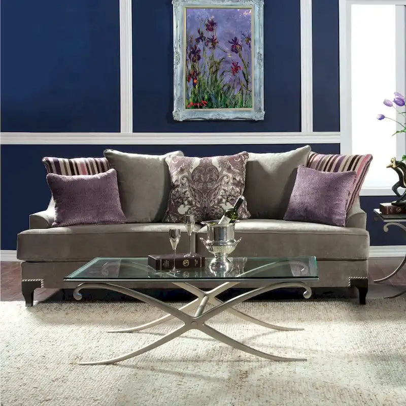 Canapé Gisc en velours contemporain avec accoudoirs inclinés par