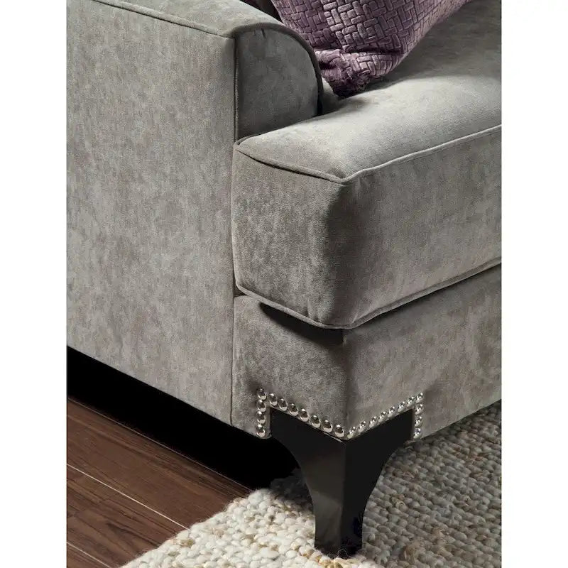 Canapé Gisc en velours contemporain avec accoudoirs inclinés par