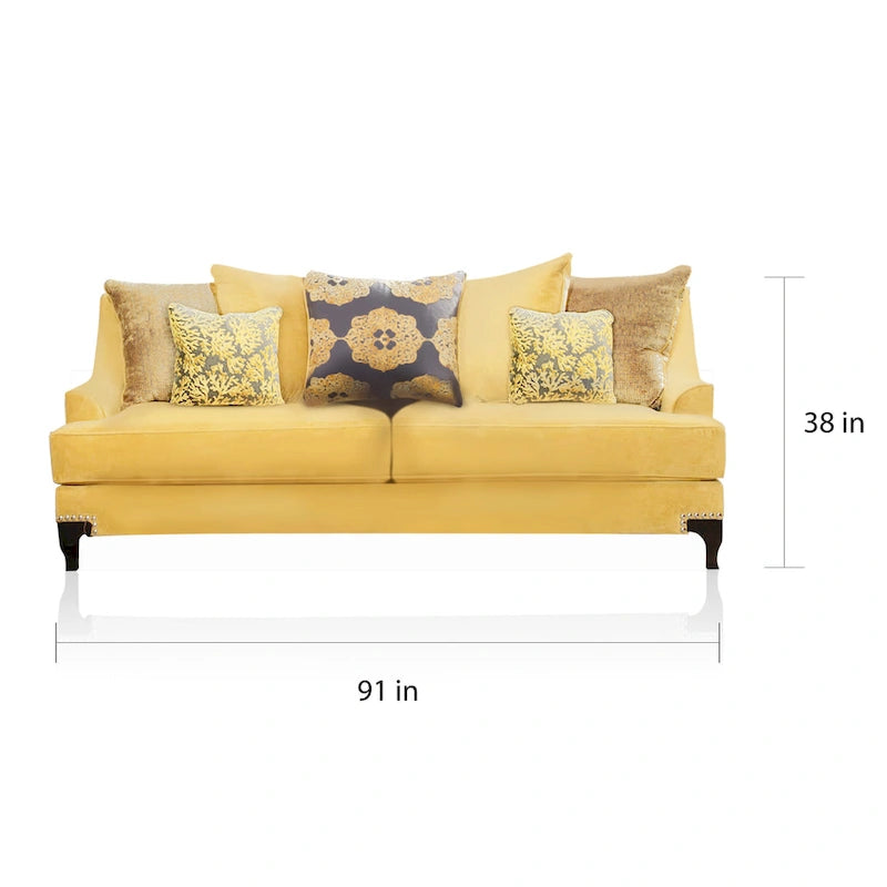 Canapé Gisc en velours contemporain avec accoudoirs inclinés par