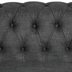 Fauteuil Chesterfield Club en lin, fauteuil rembourré capitonné avec clous décoratifs et pieds en bois massif