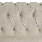 Fauteuil Chesterfield Club en lin, fauteuil rembourré capitonné avec clous décoratifs et pieds en bois massif