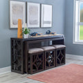 Console roulante gigogne 2 pièces Crewson Wood avec 3 tabourets