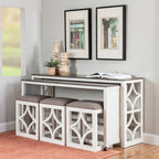 Console roulante gigogne 2 pièces Crewson Wood avec 3 tabourets