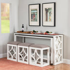 Console roulante gigogne 2 pièces Crewson Wood avec 3 tabourets