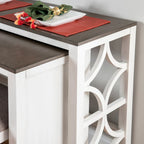 Console roulante gigogne 2 pièces Crewson Wood avec 3 tabourets