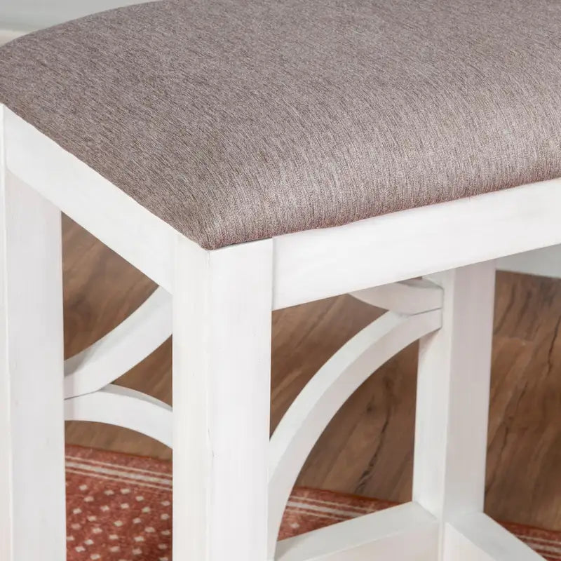 Console roulante gigogne 2 pièces Crewson Wood avec 3 tabourets