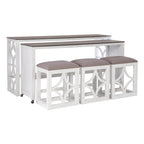Console roulante gigogne 2 pièces Crewson Wood avec 3 tabourets