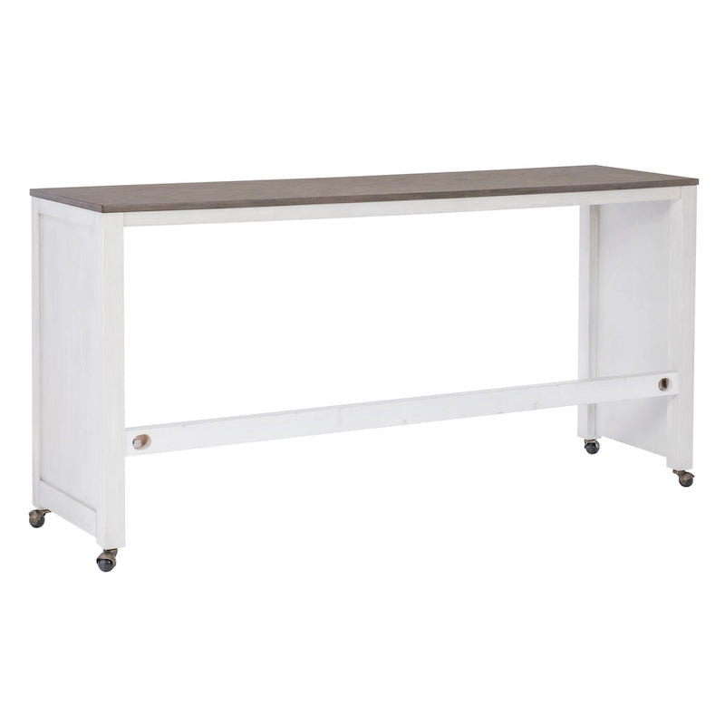 Console roulante gigogne 2 pièces Crewson Wood avec 3 tabourets