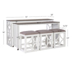 Console roulante gigogne 2 pièces Crewson Wood avec 3 tabourets