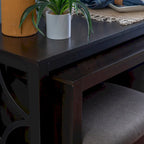 Console roulante gigogne 2 pièces Crewson Wood avec 3 tabourets