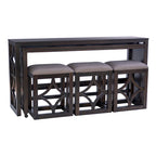 Console roulante gigogne 2 pièces Crewson Wood avec 3 tabourets