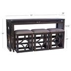 Console roulante gigogne 2 pièces Crewson Wood avec 3 tabourets