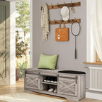 Banc à chaussures de 47 pouces avec meuble de rangement à porte coulissante et étagères réglables - 47,24L x 15,35P x 18,7H