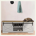 Banc à chaussures de 47 pouces avec meuble de rangement à porte coulissante et étagères réglables - 47,24L x 15,35P x 18,7H