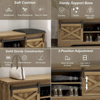 Banc à chaussures de 47 pouces avec meuble de rangement à porte coulissante et étagères réglables - 47,24L x 15,35P x 18,7H