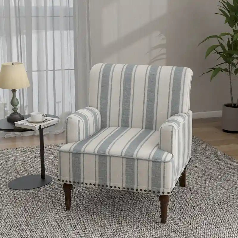 Fauteuil d'appoint rayé capitonné traditionnel Fauteuil moderne