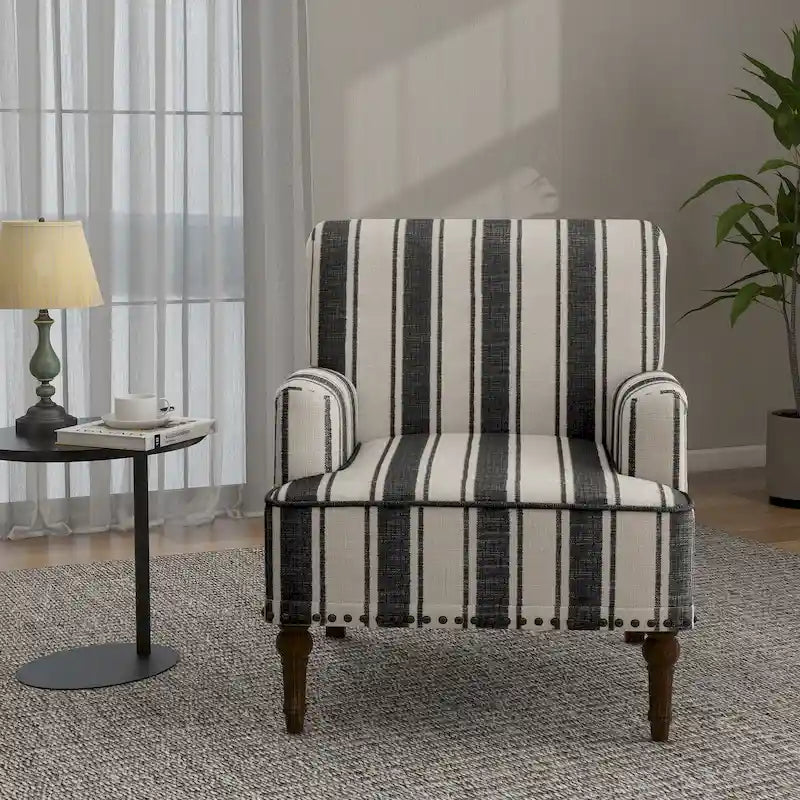 Fauteuil d'appoint rayé capitonné traditionnel Fauteuil moderne