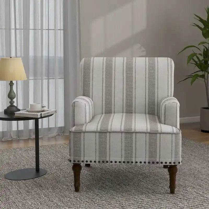 Fauteuil d'appoint rayé capitonné traditionnel Fauteuil moderne