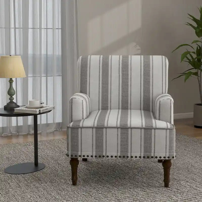 Fauteuil d'appoint rayé capitonné traditionnel Fauteuil moderne