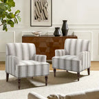 Fauteuil d'appoint rayé capitonné traditionnel Fauteuil moderne